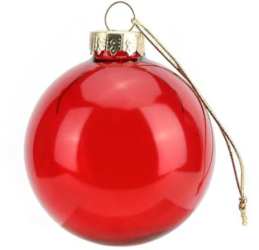 Weihnachtskugeln aus Glas, rund, 6 cm, Rot, transparent, 12 Stück