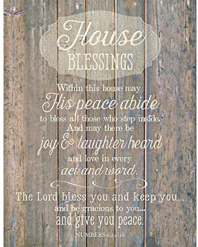 House Blessing Holzschild mit inspirierendem Zitat, 29,8 x 38,1 cm, klassischer, vertikaler Rahmen, Wanddekoration | Within This May His Peace Abide christliche Familie, religiöse Heimdekoration