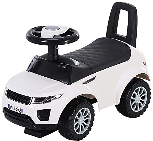 HOMCOM Porteur Enfant véhicule à Pousser, Porteur bébé avec klaxon, compteurs factices et Coffre à Jouets pour Enfants de 12 à 36 Mois, Blanc