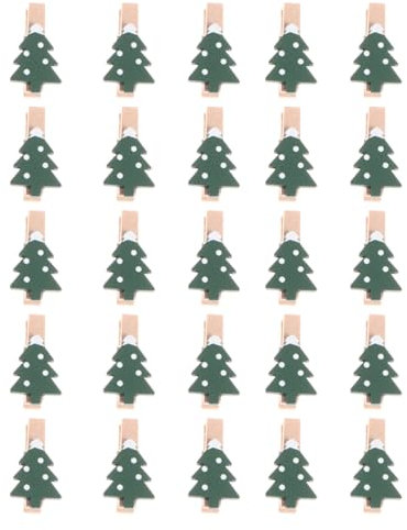 Amosfun Lot de 25 Mini Pinces à Linge en Bois pour Sapin de Noël