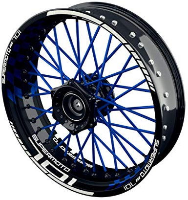 OneWheel Felgenaufkleber Motorrad passend für Husqvarna 701 | 17 Zoll | Vorder- und Hinterrad inkl. Farbiger Spokes (blau)