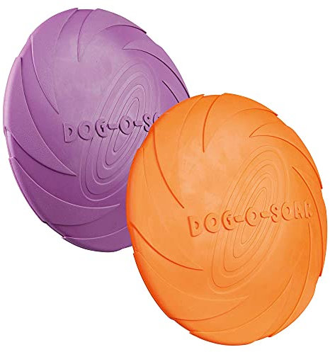 Trixie 2 Stück - Flying Fun - platzsparende Frisbee aus bissfreundlichem Naturgummi