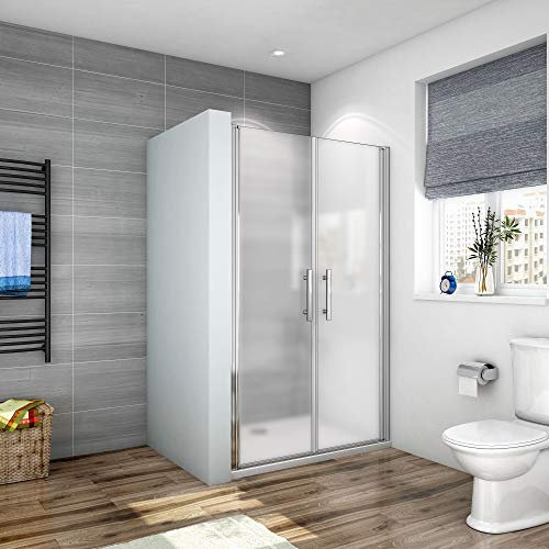 Box Doccia per Nicchia 80x195cm Porte Doppia a Battente Saloon in Vetro 6 mm Temperato Smerigliato Opaco Anticalcare Cromo Lucido