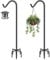 Garbuildman 76 Inch Tall Shepherd Hooks with 5-Forked Base, Adjustable Heavy Duty Bird Feeder Pole Stand Hanger for Outdoor, Shiny Black, 2 Pack