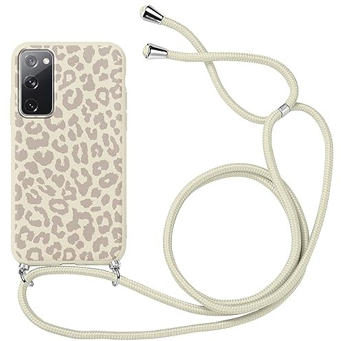 Yoedge 2 in 1 Handykette Handyhülle für Samsung Galaxy S20 FE 5G 6,5 hülle,Silikon Motiv mit Kordel zum Umhängen,Verstellbarer Necklace,Vollkörperschutz Cover für Samsung S20 FE 5G,Leopard Druck