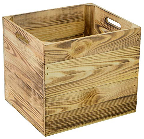 Holzkiste für Kallax Regale und Expidit Regale Weinkiste Obstkiste Regalkiste Maße 33x37,5x32,5cm (1er Set, Geflammt)