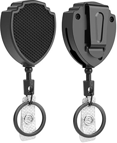 Vicloon Portachiavi Retrattile, 2pcs Clip a Bobina, Porta Badge Retrattile con Portachiavi a Moschettone Per Impieghi Gravosi, Bobina Badge Anticaduta con Cavo in Acciaio da 100cm