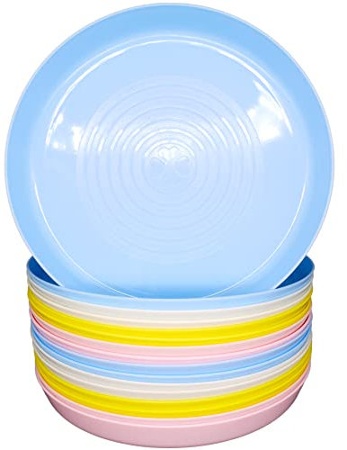 Bloomsworld 16 Kinderteller-Set aus Kunststoff für Kleinkinder, Wiederverwendbar, BPA-frei, Picknick-, Party- und Campinggeschirr für Jungen und Mädchen - Pastell