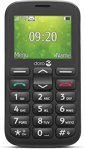 Doro 1380 - Telefono cellulare sbloccato 2G Dual SIM per anziani, con display da 2,4, fotocamera e pulsante di assistenza, colore: nero