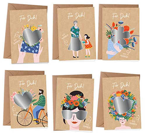 Juego de 6 tarjetas plegables para rascar, diseño retro 02