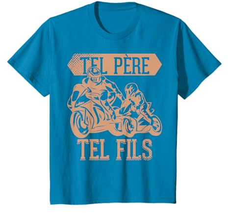 Idée Cadeau Pour Papa Et Fils Motard Tel Père Tel Fils Moto T-Shirt