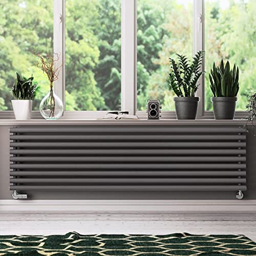 terma Grey Horizontal Designer Radiator Oval Column Central Heating Rads 1800 x 480mm