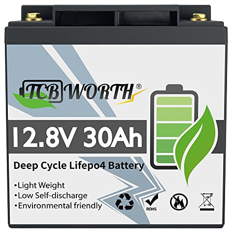 Batterie 12V 30AH LiFePO4 Grade A, cycle profond BMS plus de 10000 fois, adaptée à l'énergie solaire, RV, marine, remorque, série et parallèle