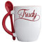 Personalised Red Handle any name Mug with spoon, hot chocolate, Cute mug secret santa birthday gift coffee tea cup