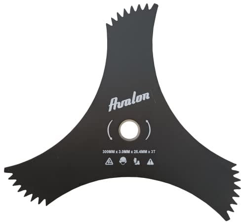 Avalon - Disco a 3 Punte dentate Universale 300 x 25,4 x 3 mm per decespugliatore, Lama per Tagliare Erba densa, Acciaio da 3 mm
