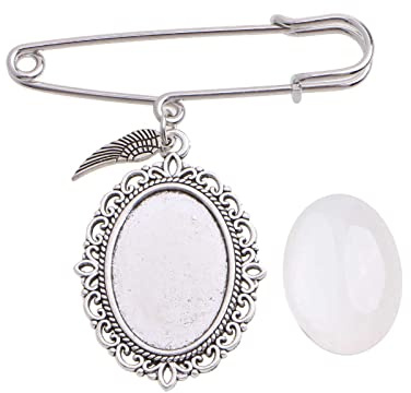 vsilay DIY Brosche Hochzeit Charms Spitze Rahmen Oval Glas Cabochon Fotorahmen Pins mit Anhänger Geeignet für Urlaub Handwerk Verwendung