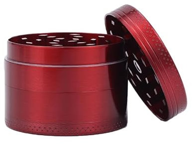 Grinder/Crusher | 4-teiliges Set aus hochwertigem Edelstahl | 50mm | Gewürze Tabakwaren Spices Kräuter (Rot)