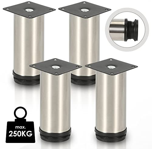 Jopassy 4er Set Edelstahl Möbelbeine,Schrankfüße Höhenverstellbar Füße für möbel, mit Schrauben,Höhe 180 mm | Belastbar bis 250 KG, für Sofa Möbelfüße Schreibtisch Stühle, Einfachen Montage