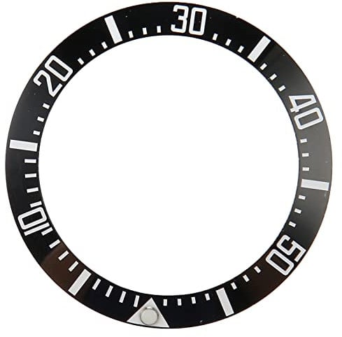 YUYTE Accesorio de Reparación de Anillo de Bisel de Reloj de Cerámica, Inserto de Bisel de Reloj de 40mm para Relojero (Caracteres Blancos Dorso Negro)