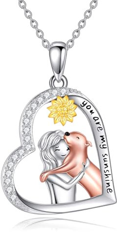 YAFEINI Hund Kette für Damen 925 Sterling Silber Hund Anhänger Sonnenblume Halskette Hunde Schmuck Geschenke für Frauen Hundeliebhaber Mädchen (Welpe Ketten)
