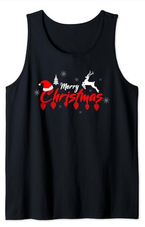 Rentier Weihnachtsmann Hut Zapfen Merry Christmas Tank Top