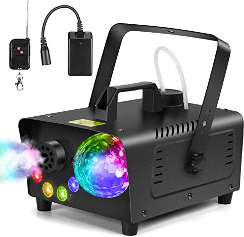 Katomi 800 W Nebelmaschine mit aktivierter super schöner Kristallmagischer Kugel, kabellose ferngesteuerte Rauchmaschine mit 4 LED-Lichtern, riesiger Nebelausgang für Halloween, Weihnachten