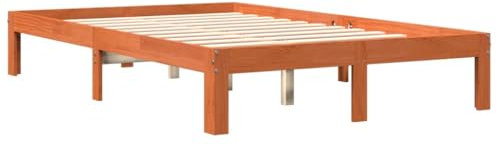 vidaXL Massivholzbett, Holzbett mit Sperrholzlatten, Doppelbett für Schlafzimmer, Bett Bettgestell, Wachsbraun 140x200cm Massivholz Kiefer