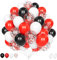 Luftballons Rote Schwarze, 60 Stück 12 Zoll Matt Rote Schwarze Weiße Latex Hélium Ballons für Jungen Männer Geburtstag Babyparty Hochzeit Abschlussfeier Jahrestag Verlobungs Party Dekorationen
