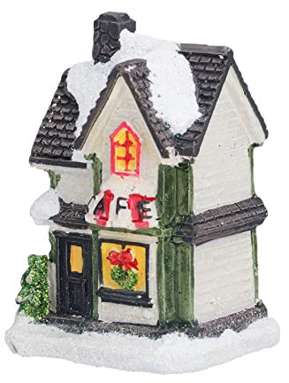 Fdit LED-Weihnachtsharz-Leuchthaus, Winterdekoration, Leuchtendes Feriendorf, Warmes Licht
