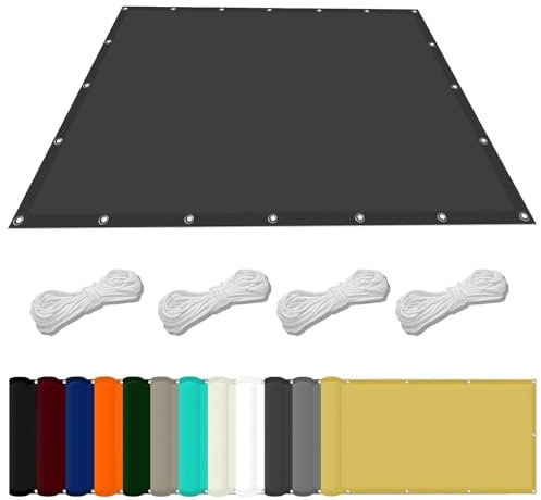 Markisenstoffe Meterware 1.8 x 2.2 m Wasserdicht Sonnenschirm Balkon Reißfest UV-Schutz nach Mass Polyestergewebe Mit Seil Schattenspender für Außenbereich Patio, Dunkelgrau