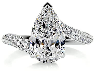 Molioaki Zentrum 2CT Birnenförmige Verlobungsringe für Damen S925 Sterling Silber 5A Zirkonia Hochzeitsringe für sie - Größe 56