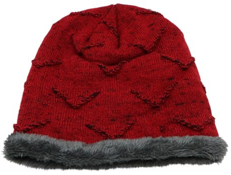 Winter-Plüsch-Strickmütze, koreanische Version, trendig, Herbst und Winter, Wolle, warm und dick, Herrenmütze, Trapper-Trooper-Mütze, rot, Einheitsgröße