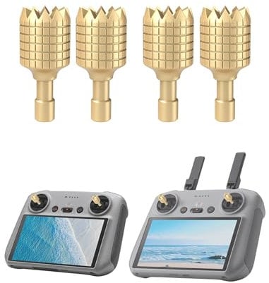 LKTOP 2 Pairs Mini 3/Mini 3 Pro/Mini 4 Pro/Air 3/Air 2S/Mavic 3/Mavic 3 Pro/Mavic 3 Classic Remote Controller Sticks for DJI RC/RC2 Joystick Rocker Replacement Accessories (Gold)