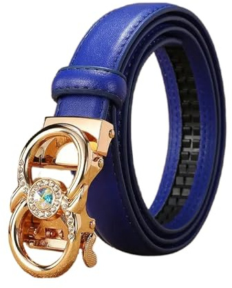 YIMAIWLX gürtel damen Gürtel Frauen Luxuskleid Kuhläden Leder Automatische Schnalle Frauengürtel-c-blue-110 Cm