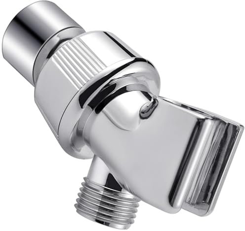 Shower Arm Holder for Handheld Shower Head, Adjustable Mount Bracket, Shower arm Adapter with Swivel Ball, 1/2-Inch, Chrome, 0.5