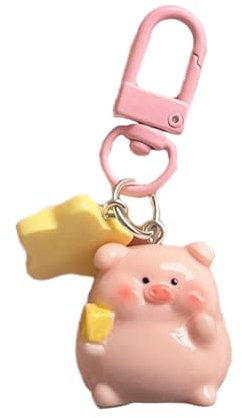 Meiliyizu Piggy Anhänger Schlüsselanhänger, 3D rosa Schwein, niedlicher Cartoon-Harz-Charm-Schlüsselanhänger, personalisierbar, für Mädchen und Studenten