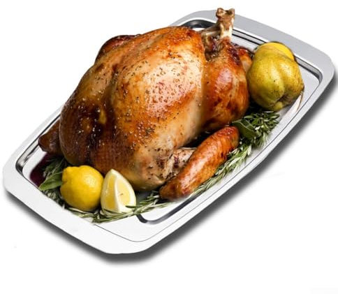 Lata de la asación del acero inoxidable, bandeja de la cacerola de la placa de la Navidad del pollo asado del estante del pavo para las verduras de las aves de corral del