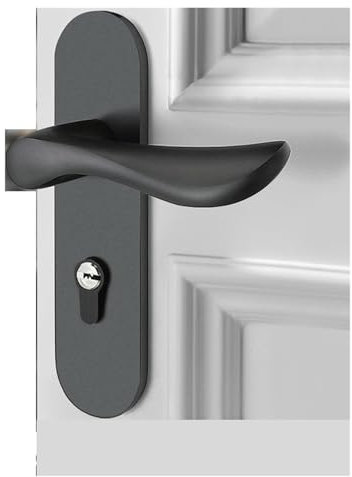 Door Lock Indoor Home Room Door Lock Bedroom Black Magnetic Silent Split Lock Lock Wooden Door Handle(Type D-Magnetic Lock)