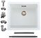 iAnomla Quartz White Kitchen Sink, 50x45cm/19x17in, Composite Inset/Undermount Kitchen Sink Waste Kit,Single Bowl Commercial with Overflow, Suitable for Workstation