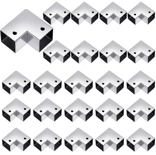 Yaocom 24 Pcs 1 x 1 Square Tube Fittings 2 Way L Shape Square Tube Connector Joint Tubing Clamp Fittings 90 Degree Elbow Corner Connector for 25.4mm Square Tubing Fence Guardrail End Rails Clamps