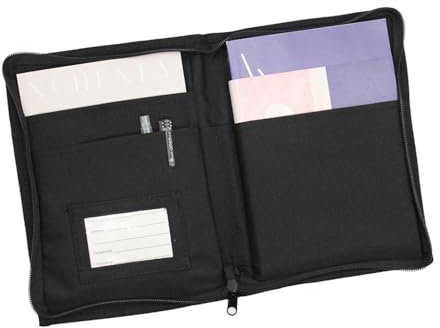 CANCYCC Fahrzeugmappe Dokumentenmappe A5, Mappe A5 mit Mehreren Fächern, Bordmappe Auto Handschuhfach Organizer, Tragbarer Manuelle Tasche für Karte Registrierung Autozubehör (Schwarz)