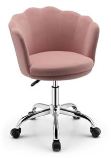 Fauteuil de bureau pivotant réglable en velours avec coquillage de pétale Rose
