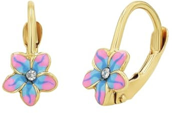 Amor Ohrhänger Mädchen Kinder Ohrschmuck, mit Zirkonia synth., 1,4 cm, Weiß, Blume, Kommt in Schmuck Geschenk Box, 2013977