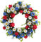 16in Artificial Patriotic Wreath for 4th of July, Red White Blue Flower Memorial Day Door, Wall & Window Hanging Decoration for USA Independence Day