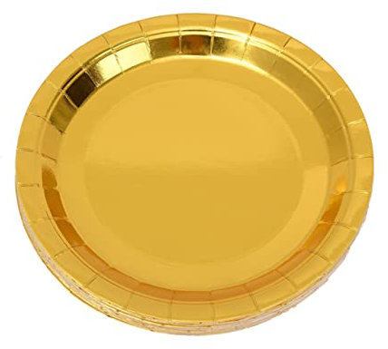 YOSADIER 25 Pièces Assiettes Papier Dorées pour Anniversaire Lot de Assiettes Vaisselle Décorative pour Événements