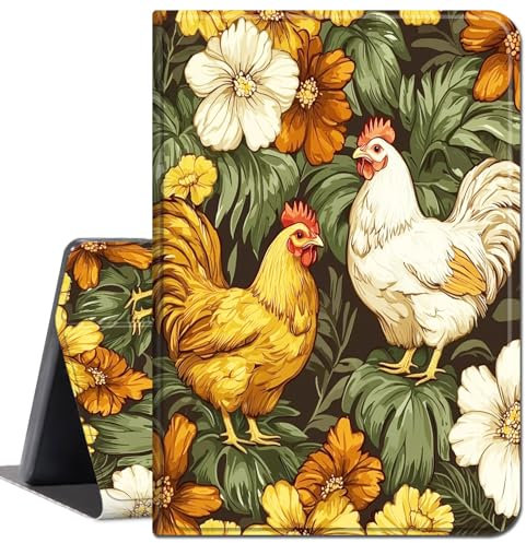 for Amazon Kindle Fire 7 Tablet Case 12th Generation 2022 Release,Slim Soft Shockproof TPU Silicone Protective Back Shell Case for Amazon Fire 7 2022,Chickens and Sunflower