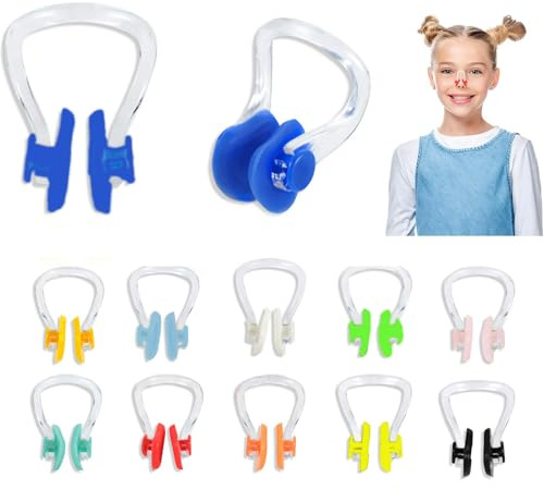 JOOTUEPO 12 Pièces Pinces-Nez pour la Natation, Pinces Nasales Étanches en Silicone pour la Natation, Réutilisable Pinces à Nez, Pince-Nez en Silicone pour Adulte, Enfant et Débutant