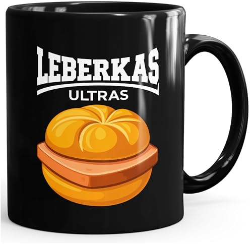 MoonWorks® Tasse Spruch – Leberkas Ultras – Leberkässemmel Druck für das Oktoberfest Bier lustige Kaffeebecher Schwarz standard