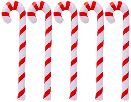5 Stück Aufblasbare Weihnachtsdeko, Aufblasbare Zuckerstangen Weihnachtsdeko, 87cm Rot-Weiß Zuckerstangen Deko Groß, für Familien und Outdoor Haustür Geländer Christbaumschmuck
