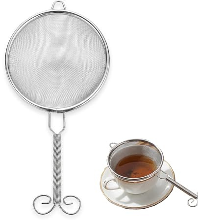 Colador Fino Fabricado en Japón, Tamiz para Polvo de Matcha sin Grumos, Ideal para Ceremonia de Té Matcha, Plata